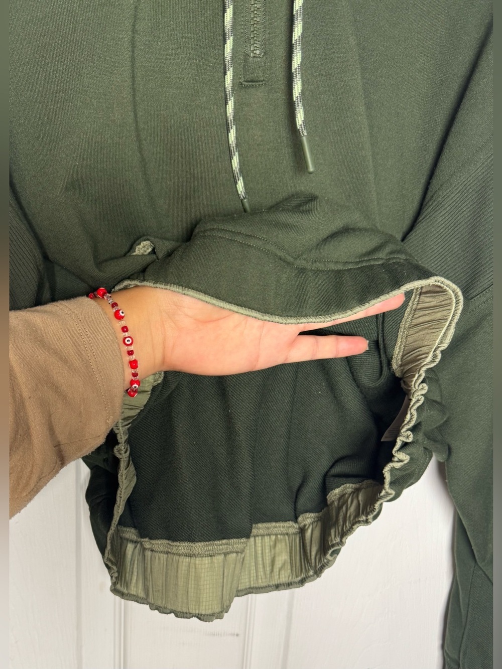 Athleta Ascend Warm Up Half Zip Olive Green Hoodie Women’s Small Workout Active - Picture 9 of 15